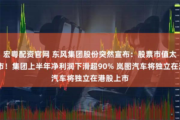 宏粤配资官网 东风集团股份突然宣布：股票市值太低 将退市！集团上半年净利润下滑超90% 岚图汽车将独立在港股上市